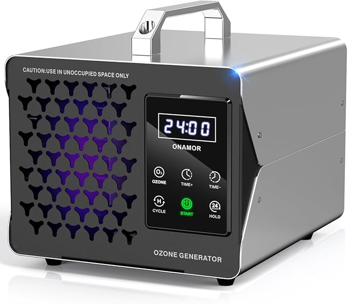 ONAMOR Digital Ozone Generator Odor Eliminator 180,000mg, High Capacity Ozone Machine Odor Removal Up to 8,000 Sq.Ft, Ozone Odor Eliminator, Ionizer Ozonator for Home, Car, Smoke, Pet Room (Sliver)