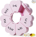 MOLN HYMY Large Weekly Pill Organizer, Girly Pill Box 7 Day, Purple Pink Daily Vitamin Holder for Fish Oil/Medicine/Supplements