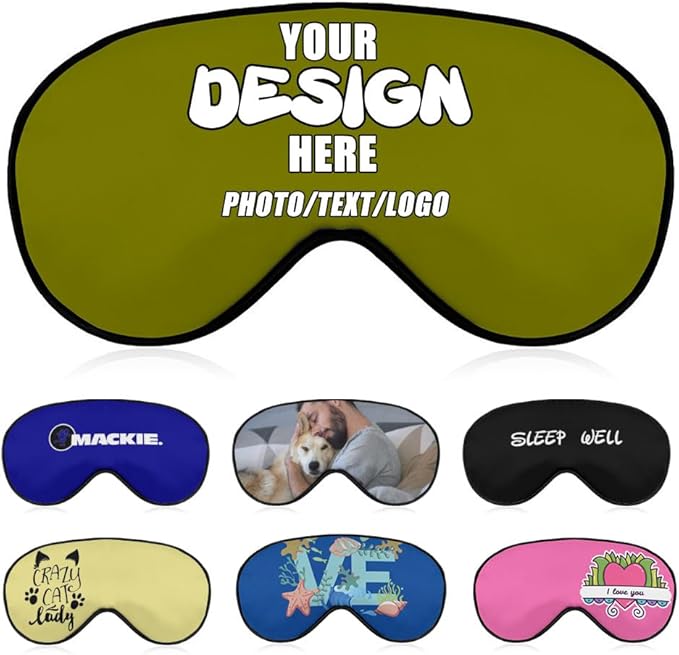 Custom Eye Masks for Sleeping Men Women Kids, Customized Blackout Eye Covers, Personalized Night Blindfolds for Adult Children,#Olive