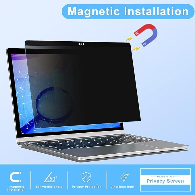 ZOGEAA Privacy Screen MacBook Pro 15 Inch (2012-2015), Magnetic Removable Anti Blue Light Glare Peep Filter Black Out Screen Protector for Mac 15.4 Inch Laptop Model (A1278 A1286 A1398)