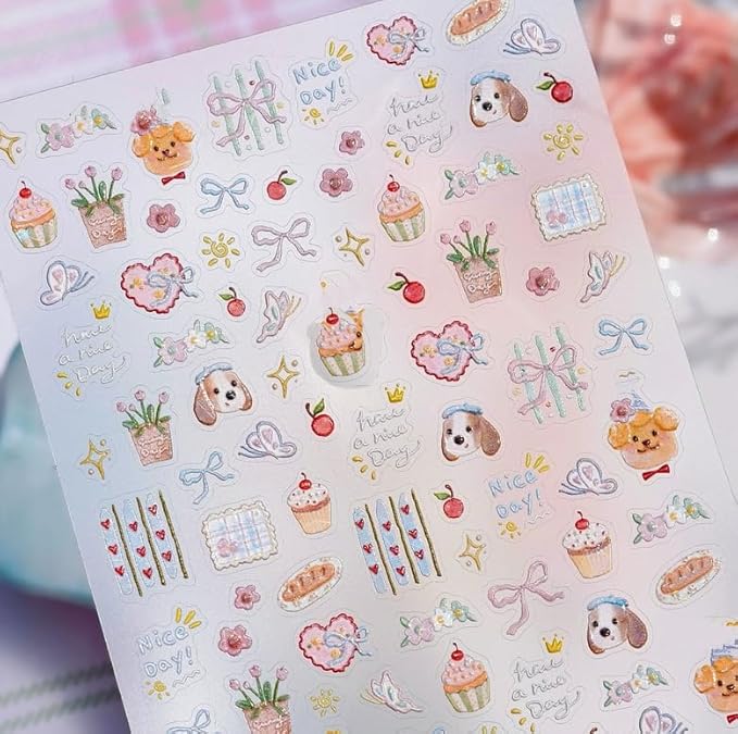 Small Cute Sticker 3D Relief Design Decals for iPhone 17 PRO / 17 PROMAX Cell Phone Camera Screen Lens,for NintendSwitch Game Handle Controllers，Scrapbooking Laptop Diary Planner Collage DIY (M-1153)