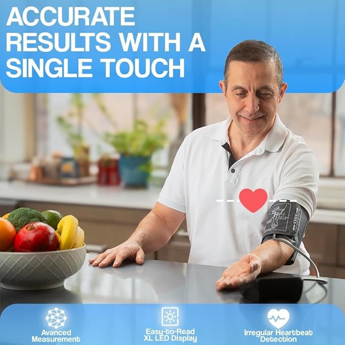 Blood Pressure Monitor for Home Use Dual-User Memory, Automatic Digital Upper Arm BP Machine with XL Cuff (8.7”-16.5”), Voice Broadcast, Irregular Heartbeat Detector (Black)