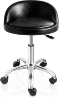 SUPER DEAL Adjustable Height Hydraulic Rolling Swivel Salon Stool Chair, Tattoo Facial Massage Spa Medical Stool with Backrest Wheels, Black