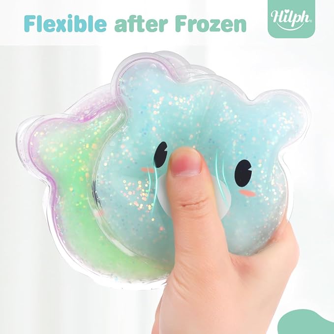 Hilph Kids Ice Packs for Boo Boos, Reusable 3 Pack Gel Ice Packs for Toddlers & Children Injuries Reusable, Soft Small Hot & Cold Pack for Bumps, Bruises, Fever, Get Well Gifts