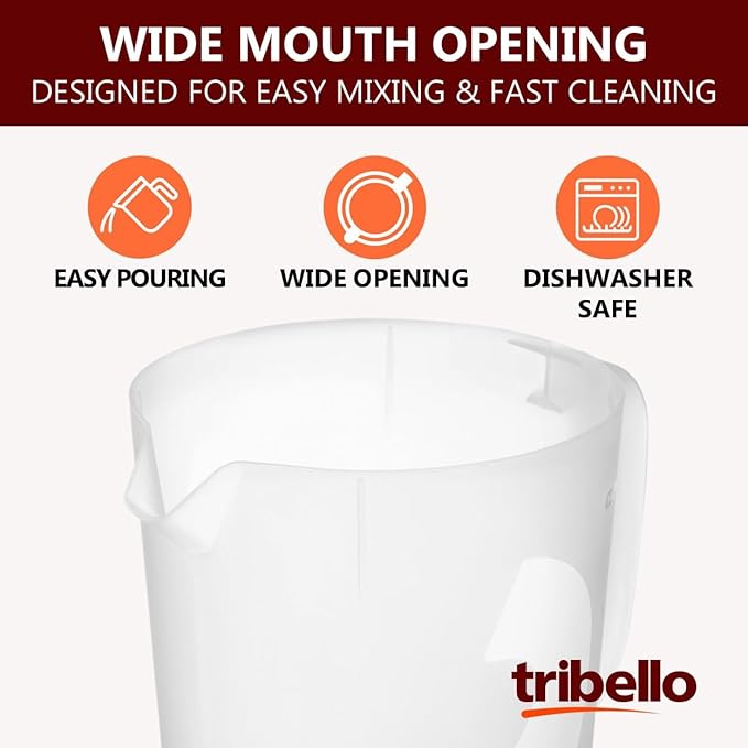 Tribello 1 Gallon Pitcher with Lid, Clear Plastic Water Pitcher with 3-Way Lid, Freezer/Dishwasher Safe, and BPA Free (1 Gallon)