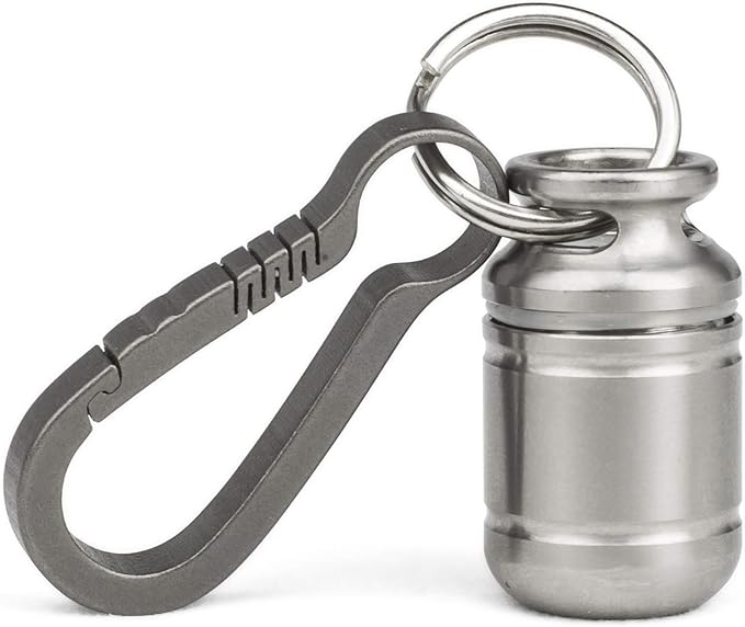 TISUR Portable Pill Cases, Metal Titanium Pill Holder Pocket Pill Box Keychain Waterproof Pill Bottle Medicine Organizer Case Container for Travel Purse Outdoor Camping