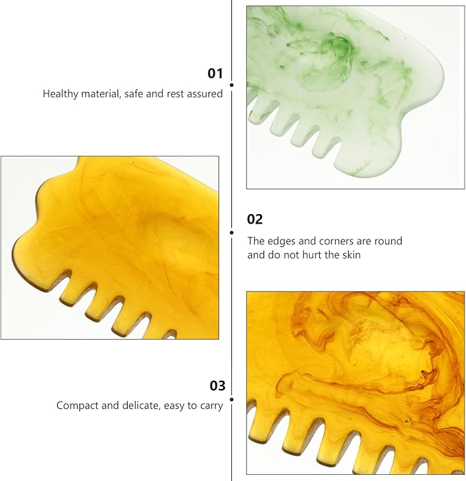 Healifty 6pcs Multifunctional Gua Sha Scraping Comb Scalp Massager Massage Tool for Head Legs and Muscle Relaxation Improves Relieves Stress and Pain