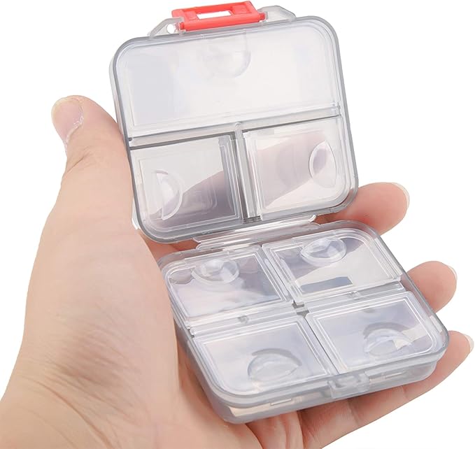 AYNEFY 7 Grids Weekly Travel Box,Portable Travel Vitamin Fish Oil Organizer Pocket Case Container Box(Grey)