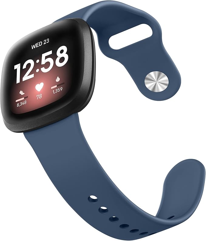 AK Silicone Bands Compatible with Fitbit Versa 4 & Sense 2 Bands for Women & Men, Soft Straps Replacement Wristbands for Fitbit Versa 3 & 4 / Sense & 2 Smart Watch (Navy Blue)
