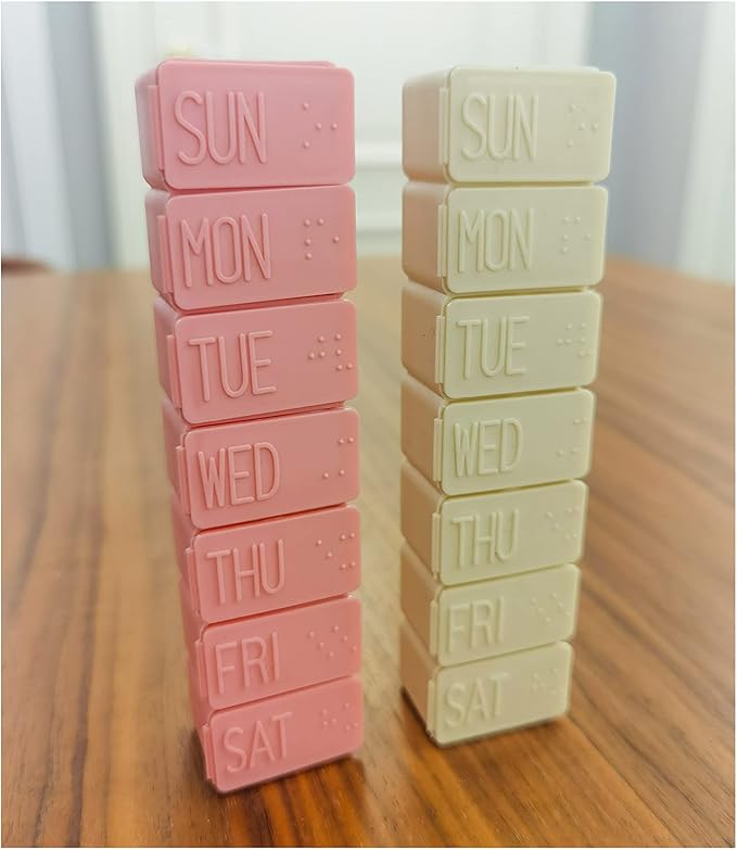 2Pack Pill Organizer Am Pm Pill Organizer 7 Day with Braille Pill case Vitamins Fish Oil Supplements