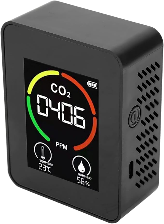Eujgoov CO2 Detector ABS TVOC Sensor Air Quality Monitor USB Charging Thermometer Hygrometer for Home