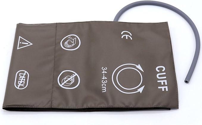 Universal NIBP Cuff for Large Adult, 34-43 cm Single Tube Reusable PU Brown Replacement Blood Pressure Cuff, No Connector