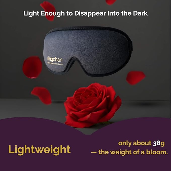 3D Sleep Mask for Back Sleepers - True Blackout Eye Masks for Sleep - Zero Eye Pressure Nose Seal Eye Cover for Meditation, Naps & Travel, Adjustable & Comfortable - Jet Black