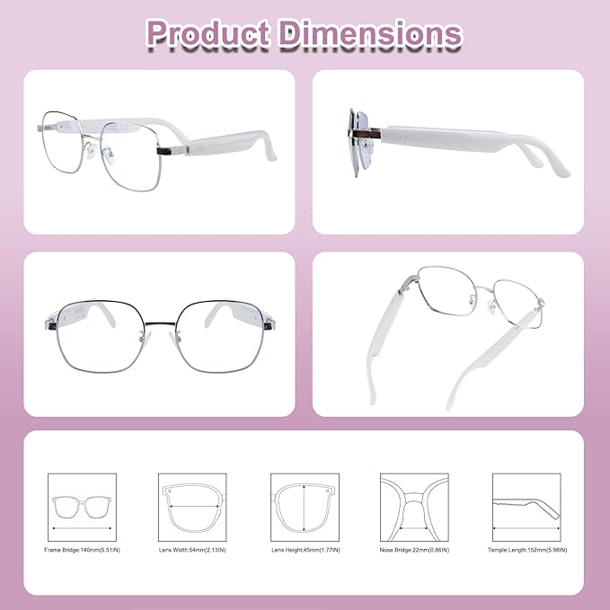 Smart Glasses, Blue Light Blocking Glasses for Men and Women, Photochromic Sunglasses, Built-in Mic & Speakers, Hands-Free Calling, Bluetooth Audio Glasses for Work/Travel, Voice Control