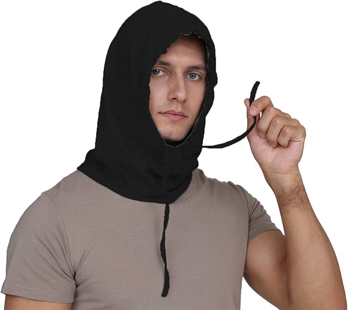Faraday Hat RF Shielding Hood, Blocks 99% of 5G, WiFi, Cellular Reduction Silver Fabric Cap, Adjustable for Head & Neck Coverage (Black)