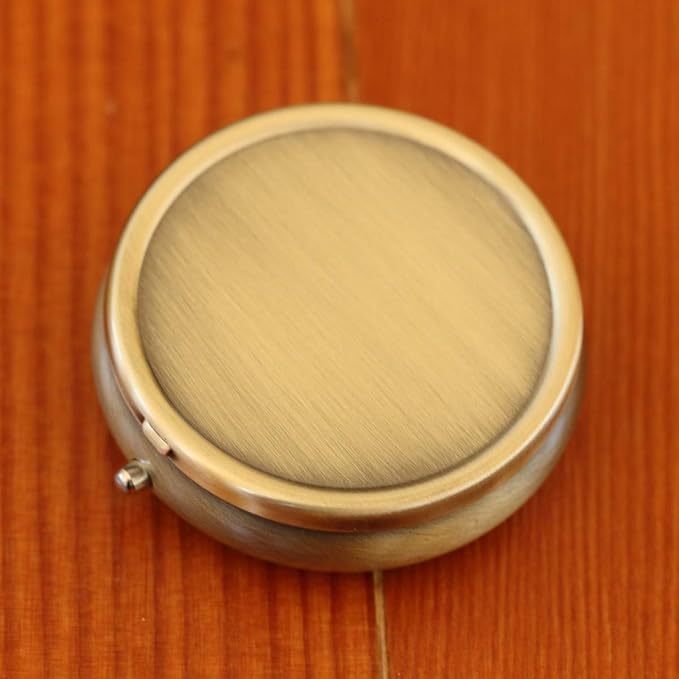 NewCharms Brass Round 3-Compartment Pill Box
