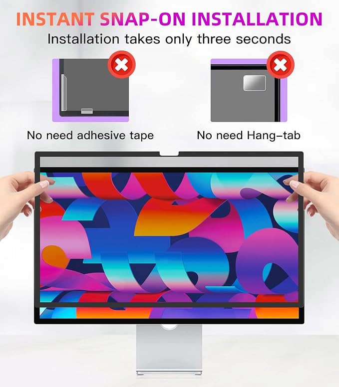PYS Privacy Screen for iMac 24 Inch 2021/2023/2024 (M1/M3/M4 chip), Reusable & Removable, Privacy Filter for iMac All-in-One Desktop Computer and Anti-Glare Protector