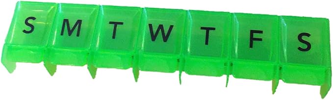 APEX 7-Day Push-to-Open Pill Organizer, 1x Per Day (Green)