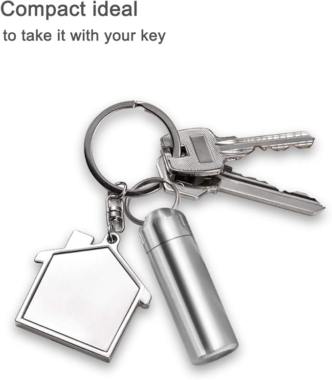 SHD Pill Box Keychain Waterproof Single Chamber Stainless Steel Pill Organizer for Outdoor Travel Camping