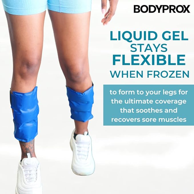 BODYPROX Shin Splint Ice Pack 2 Pack - Reusable Cold and Hot Wrap for Shin Splints Pain Relief, Flexible Ice Pack for Runners