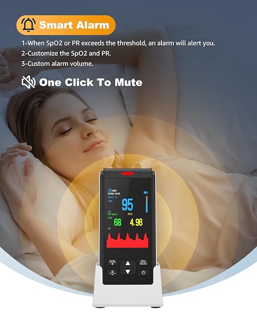 Pulse Oximeter Fingertip Handheld Pulse Oximeter With Continuous Monitor Blood Oxygen Saturation Monitor for Adults Rechargeable Monitor Oxygen Meter For SpO2/PR/PI