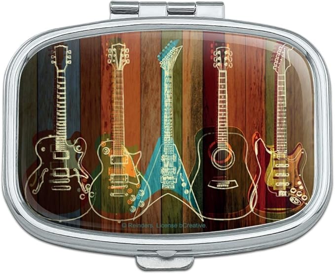 Graphics & More Electric Acoustic Rock and Roll Wood Paneling Rectangle Pill Case Trinket Gift Box