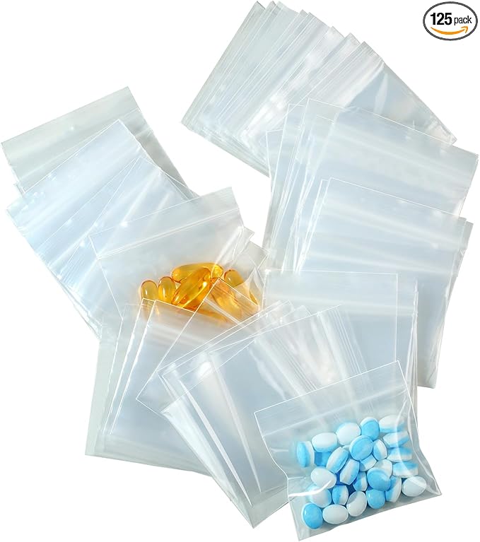125 Packs Pill Pouch Bags 6 mil 3x2.75'', Bpa Free Travel Medicine Organizer, Pill Organizer Multi-Purpose Clear Small Portable, Pill Case for Purse, Pill Pockets for Meds, Storage, Packaging & Travel