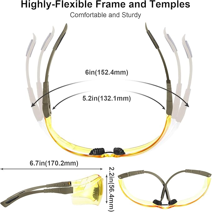 xaegistac Shooting Glasses Anti-fog Shooting Range Eye Protection, Adjustable Safety Glasses with Zipper Hard Case