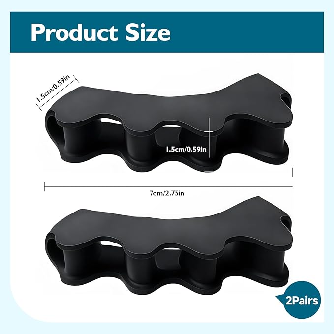 Toe Separators for Men and Women, 2PCS Toe Spacers for Foot Pain Relief, Bunion Corrector & Hammer Toe Straightener, Doctor Recommended Toe Spreaders for Alignment, Mobility & Foot Health