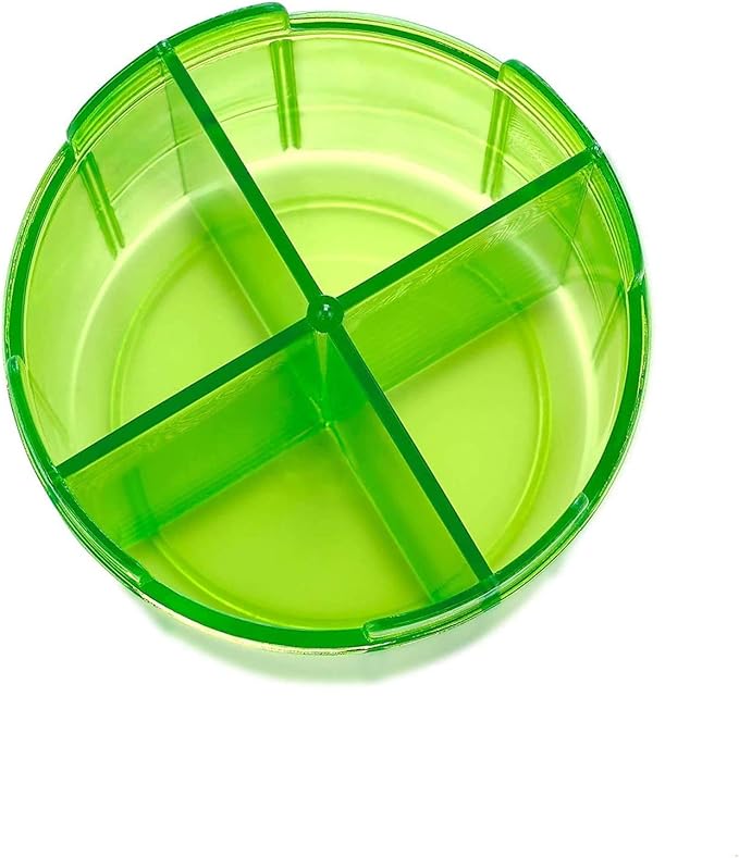 Round Pill Organizer Dispenser - Pill Boxes with 4 Compartments for Medication, Vitamins & Supplements Bottle Daily Pill Case Reminder Box