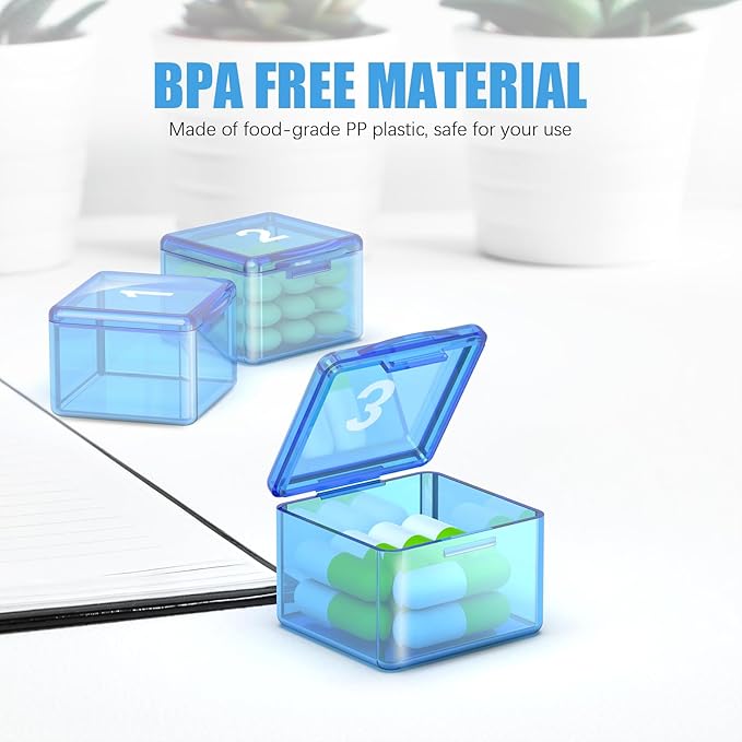 Monthly Pill Organizer Once a Day - 30 Day Pill Organizer Box - Squeeze to Open - Large Compartments Portable Case for Travel, Month Pill Cases Medicine Organizer for Vitamin (Blue)