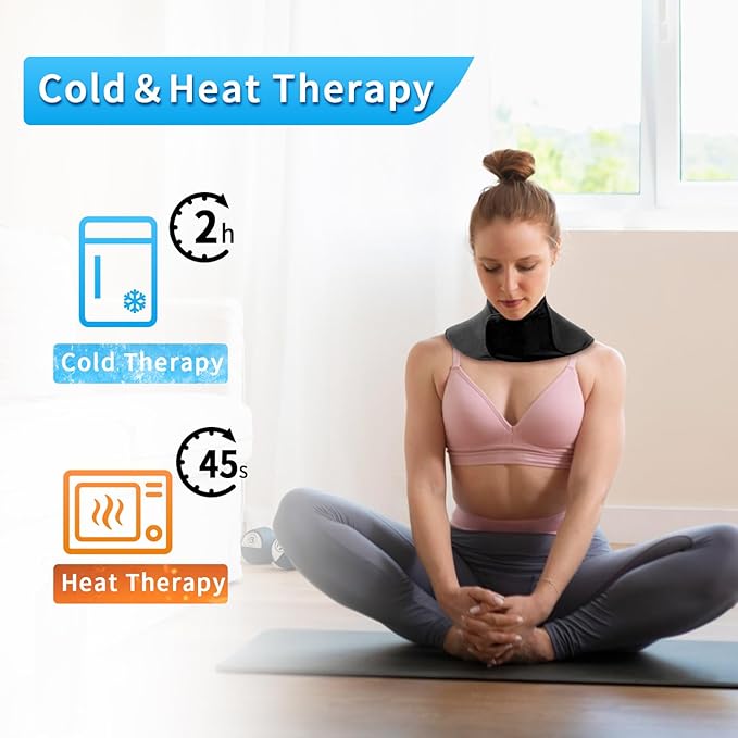 Neck Ice Pack Wrap Reusable Gel Ice Packs for Cervical Injuries Pain Relief, Flexible Cold Hot Compress Therapy for Shoulder Swelling, Bruises, Stiff Neck, Migraine, Surgery Recovery Gift Women Men