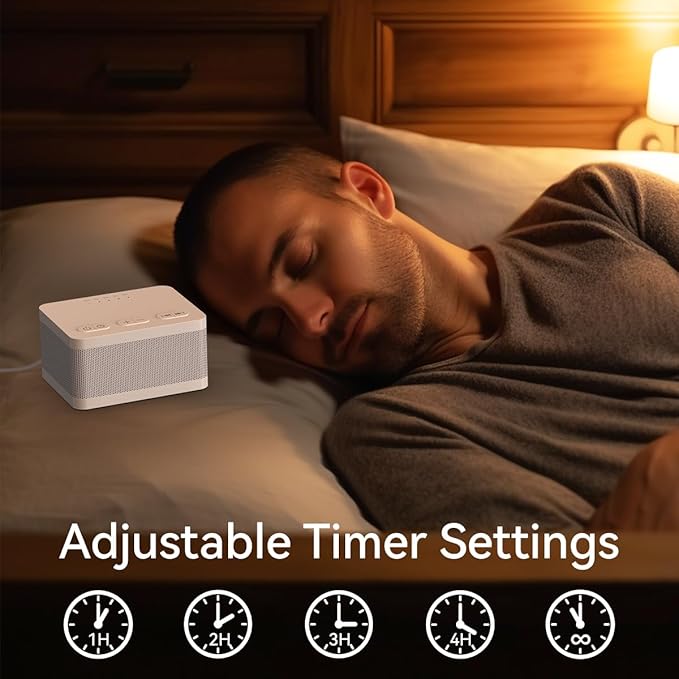 Sound Machine White Noise Machine with 30 Soothing Sounds 32 Levels Volume 5 Timers and Memory Function Effectively Blocks Noise Ideal Sleep Machine for Baby Kids Adults… (White)