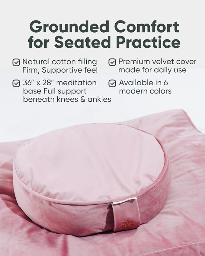 Mindful & Modern Zabuton Meditation Mat - Cotton Filled Yoga and Meditation Pad - Zabuton Meditation Cushion for Kneeling and Sitting Support - Large Rectangular Sitting Floor Pillow for Bench or Zafu