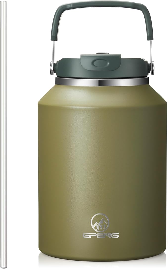 Gpeng 40 oz Tumbler with Handle, Water Bottles with Straw Lid, Insulated Stainless Steel Travel Mug Cup Holder Friendly, Keep Drinks Cold or Hot for 48+ Hours