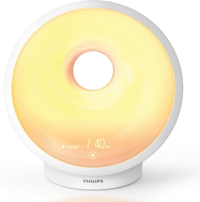 Philips SmartSleep Sleep and Wake-Up Light, Simulated Sunrise and Sunset, Multiple Lights and Sounds, RelaxBreathe to Sleep, HF3650/60