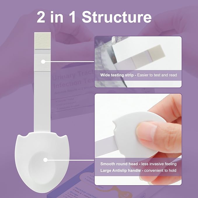 UTI Test Strips, Urinary Tract Infection Test for Home Use, Quick Accurate Results in 2 Min, Detects Leukocytes & Nitrite, Individually Packaged, 7 Pack