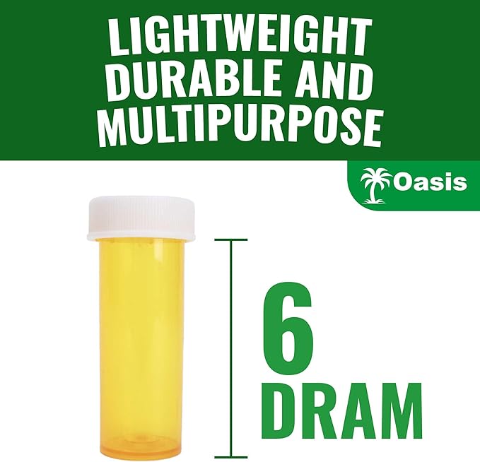 Plastic Amber Medicine Pill Bottles, 6 Dram, (25 Pack), Push Down and Turn Child Resistant Caps, Amber Prescription Vial, Medicine Container, Pill Cases Dispenser Organizers