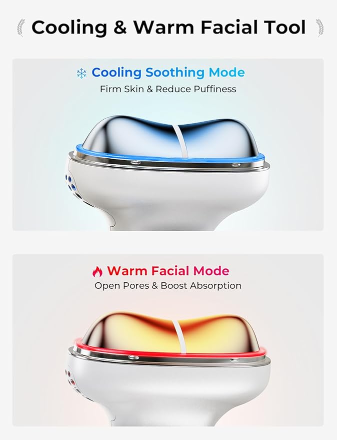 Cold & Heat Red Light Therapy with Serum - 7-in-1 LED Face Sculpting Tool for Depuffing, Sculpting, Lifting, Hot Electric Gua Sha & Cold Depuffing Wand for Face, Neck & Eye Area, Face&Neck Massager