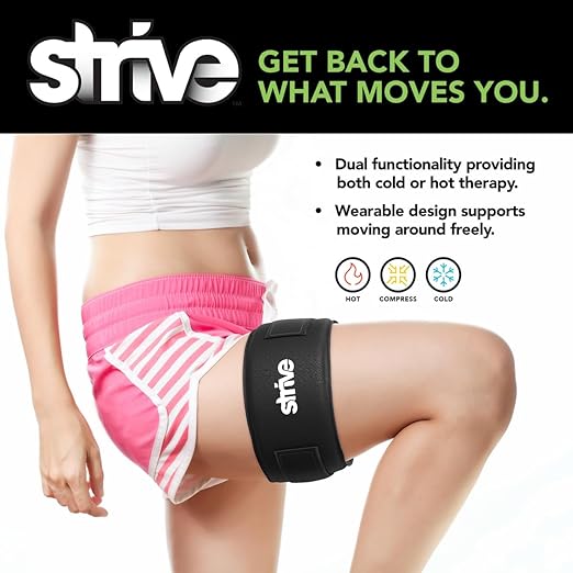 Strive Hot & Cold Therapy Compression Sleeve, Provides Soothing Relief and Support, Adjustable Compression for Comfortable Healing, Comfort Design for Injury and Muscle Recovery, Medium, Black