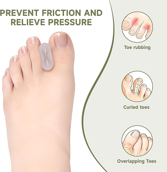 16-Pack Toe Spacers, Gel Toe separators for Women and Men, Bunion Corrector, for Straightening Overlapping Toes, Bunion (Transparent)