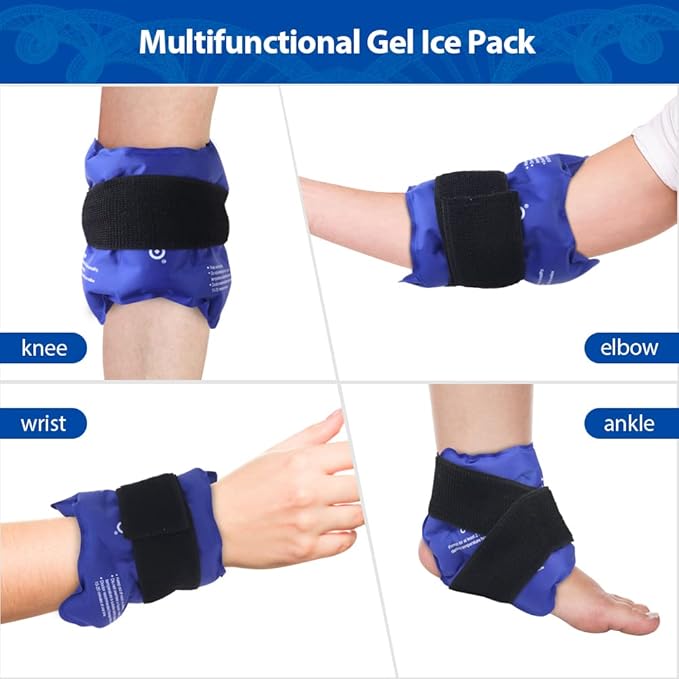 NEWGO Ankle Ice Pack Wrap for Swelling, Ice Pack for Ankle Injuires Reusable Hot Cold Therapy Gel Cold Pack for Sprained Ankles, Achilles Tendonitis - 2Pack