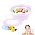 Face Bowl for Ice with Built-in Icetray,Portable Foldable Silicone Face Ice Bath Bowl,Ice Bath Facial Plunge Bowl for Skin Tightening & Acne Relief,Purple