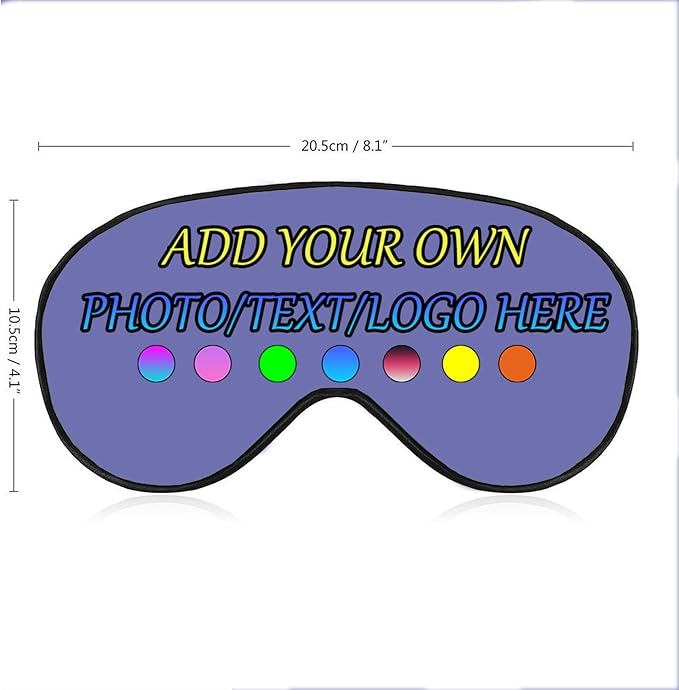 Personalized Eye Mask, Custom Eyeshade Blindfold Add Your Design Image Text Customized Eye Cover with Adjustable Strap for Sleeping Travel Work Naps Blocks Light, Purple Blue