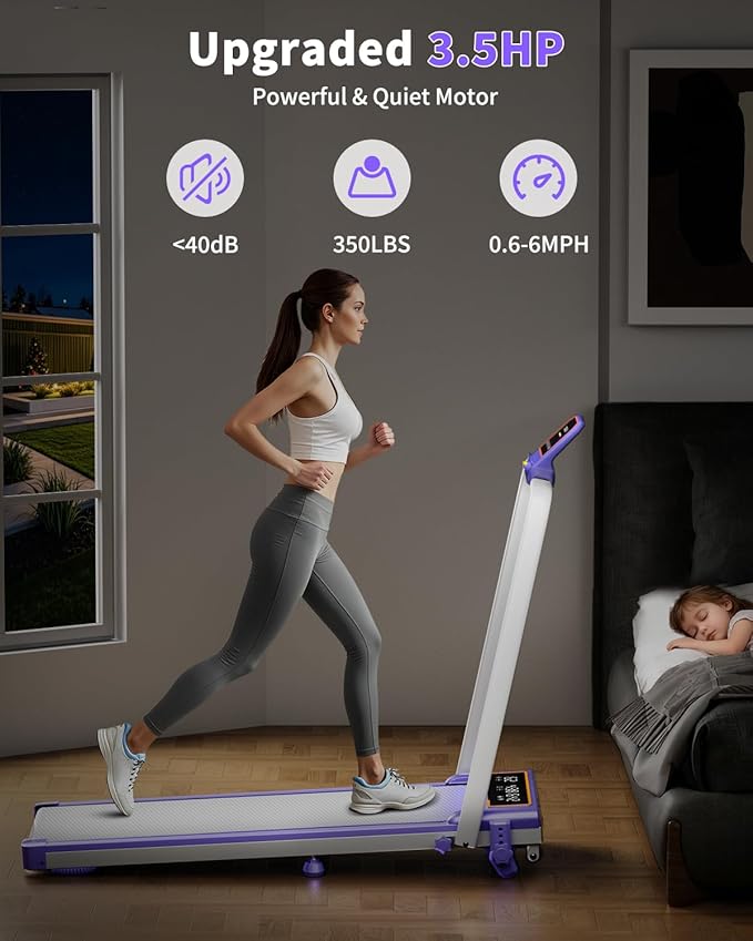 Foldable Treadmill with 10% Incline, 3.5HP Low Noise Walking Pad Treadmill with Handle Bar, Rayspace 4 in 1 Portable Under Desk Treadmills for Home/Office, 350 Lbs Capacity, APP & Remote Control