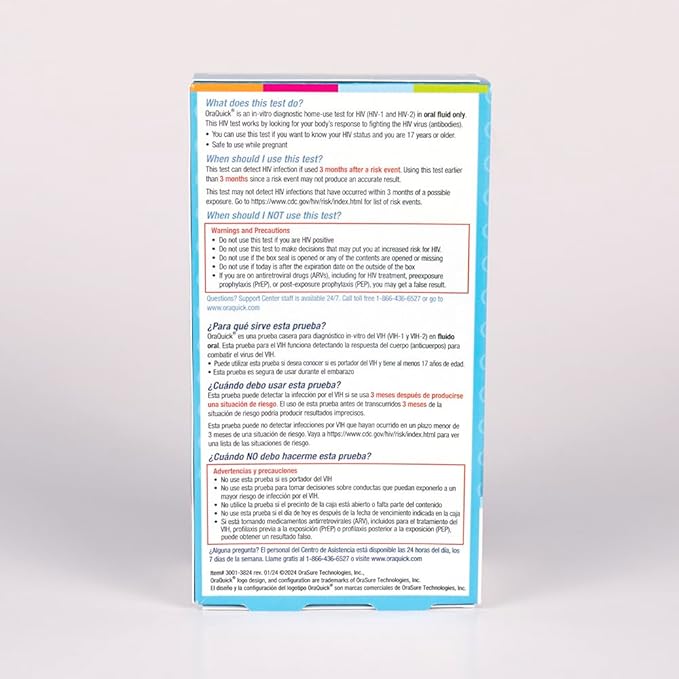 OraQuick® HIV Self-Test, Oral Fluid Rapid HIV Test for HIV-1 & HIV-2 Detection, Quick & Easy Pain Free Home Testing Kit with Results in 20 Minutes, Ages 14+, 6ct Case