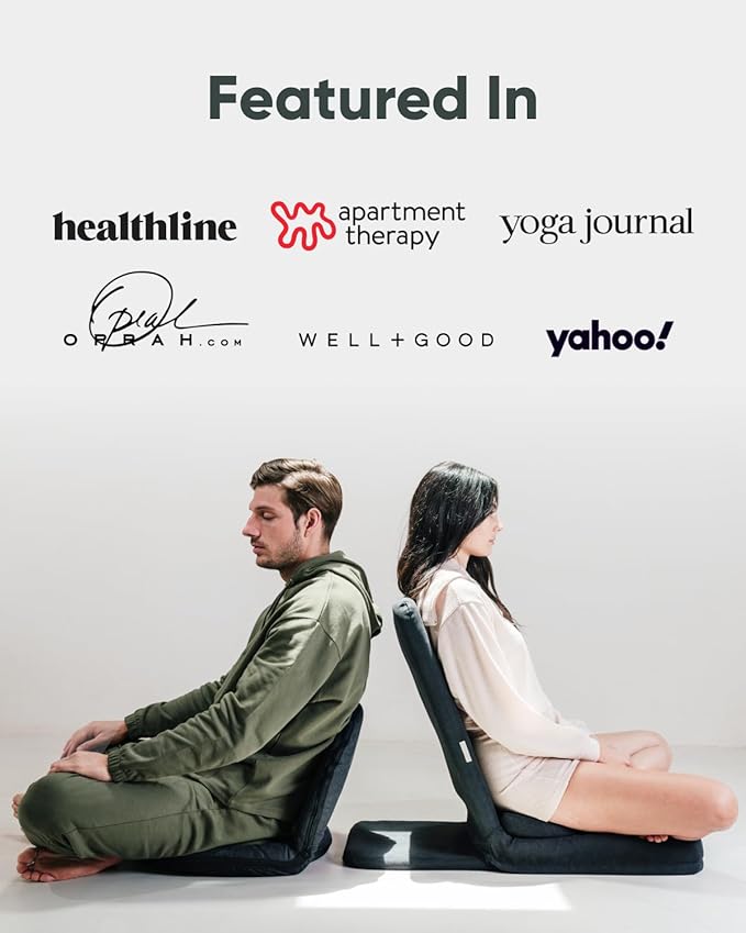 Mindful Modern Meditation Chair | Adjustable Floor Chair with Back Support | Padded Floor Seat for Posture Support and Comfort | Portable Folds Flat for Storage | Indoor/Outdoor Use | Slate Grey