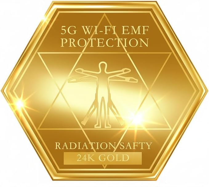 AlphaDesignLuxe 24K Gold Protection Stickers 6-Pack – Luxury Wellness Tags for Smartphones, Tablets & Laptops – Decorative Device Support Stickers