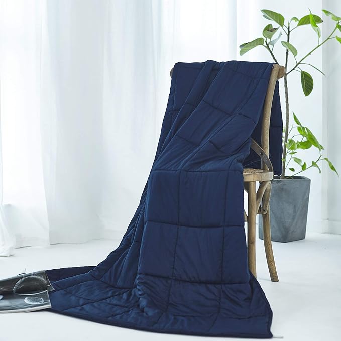 RelaxBlanket King Size Weighted Blanket | 80''x90'',30lbs | for Single or Double | Premium Cotton Material with Glass Beads | Navy