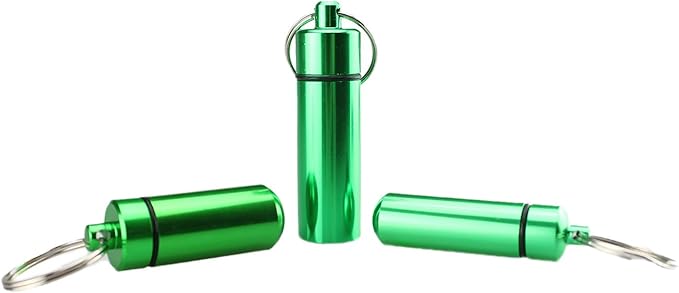 3 Size Waterproof Aluminum Pill Box Case Capsule Bottle Cache Drug Holder Keychain Container Colorful 6pcs, /L